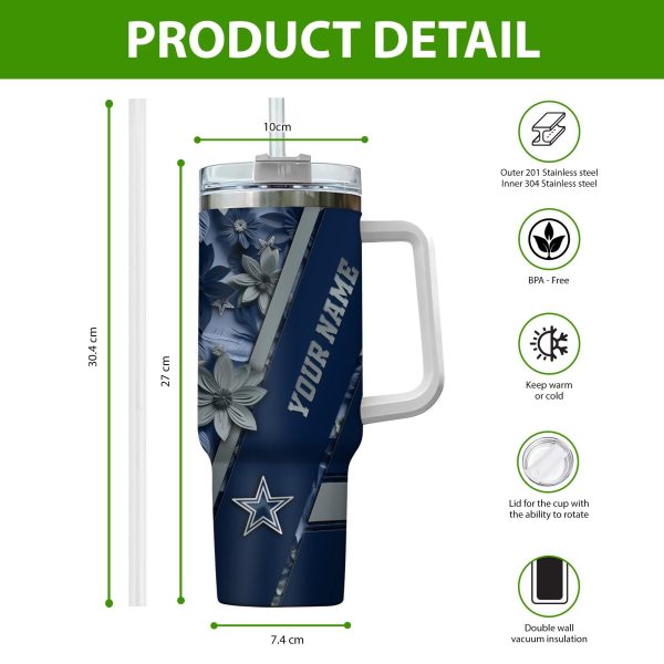 Dallas Cowboys NFL Custom Stanley Quencher 30oz-40oz Stainless Steel Tumbler Hot And Cold Tumbler - Image 2
