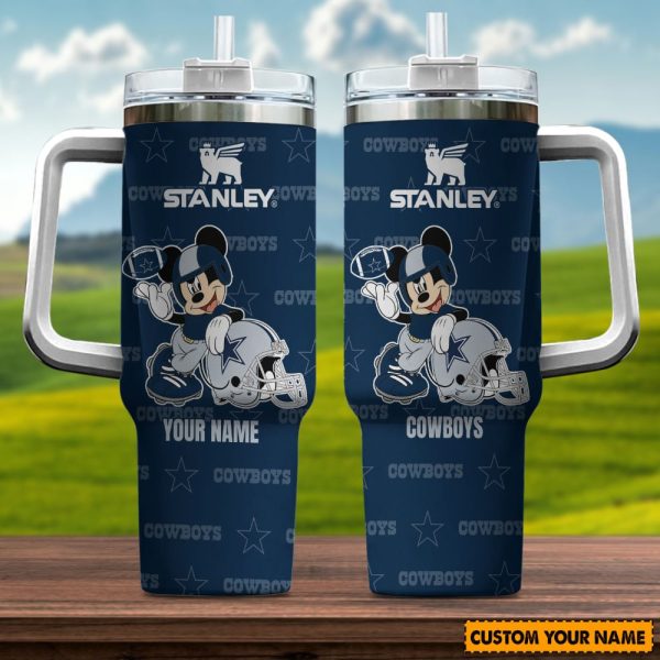 Dallas Cowboys NFL Mickey Mouse Custom Stanley Quencher 30oz-40oz Stainless Steel Tumbler Hot And Cold Tumbler