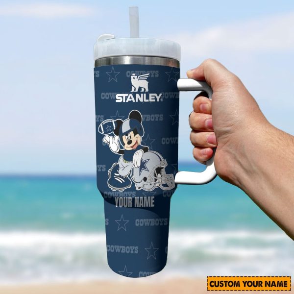 Dallas Cowboys NFL Mickey Mouse Custom Stanley Quencher 30oz-40oz Stainless Steel Tumbler Hot And Cold Tumbler - Image 2