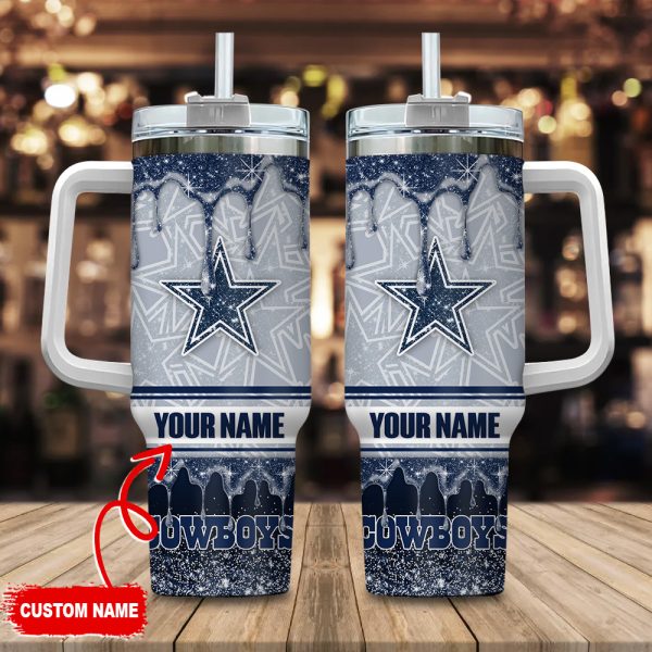 Dallas Cowboys NFL Glitter Custom Stanley Quencher 30oz-40oz Stainless Steel Tumbler Hot And Cold Tumbler