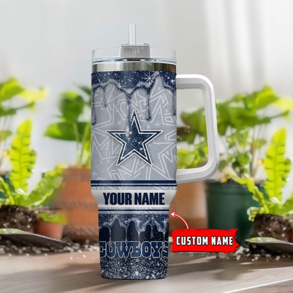 Dallas Cowboys NFL Glitter Custom Stanley Quencher 30oz-40oz Stainless Steel Tumbler Hot And Cold Tumbler - Image 2