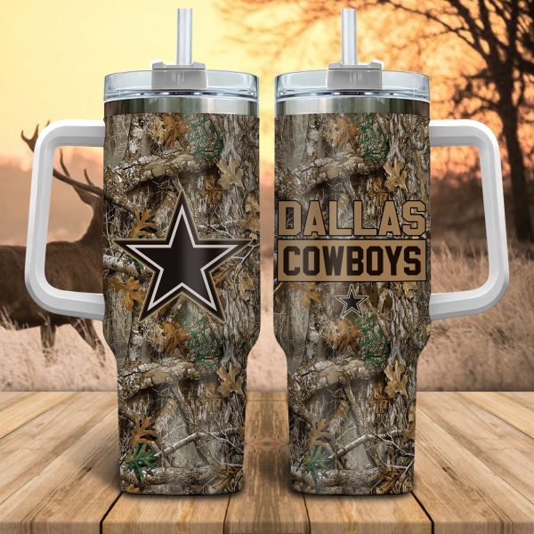 Dallas Cowboys NFL Hunting Realtree Custom Stanley Quencher 30oz-40oz Stainless Steel Tumbler Hot And Cold Tumbler