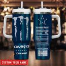 Dallas Cowboys NFL Energy Nutrition Facts Custom Stanley Quencher 30oz-40oz Stainless Steel Tumbler Hot And Cold Tumbler