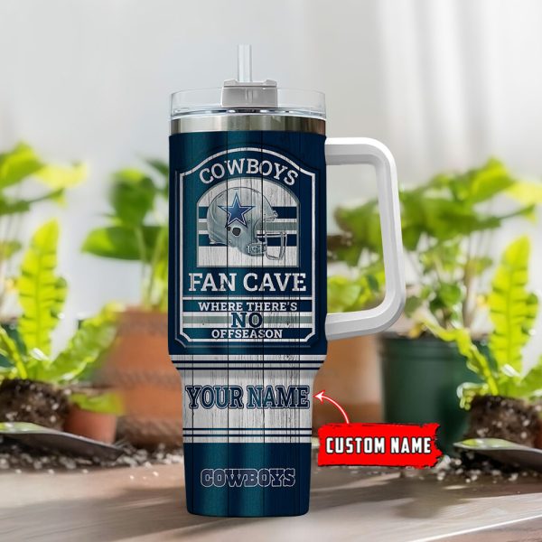 Dallas Cowboys NFL Fan Cave Custom Stanley Quencher 30oz-40oz Stainless Steel Tumbler Hot And Cold Tumbler - Image 2
