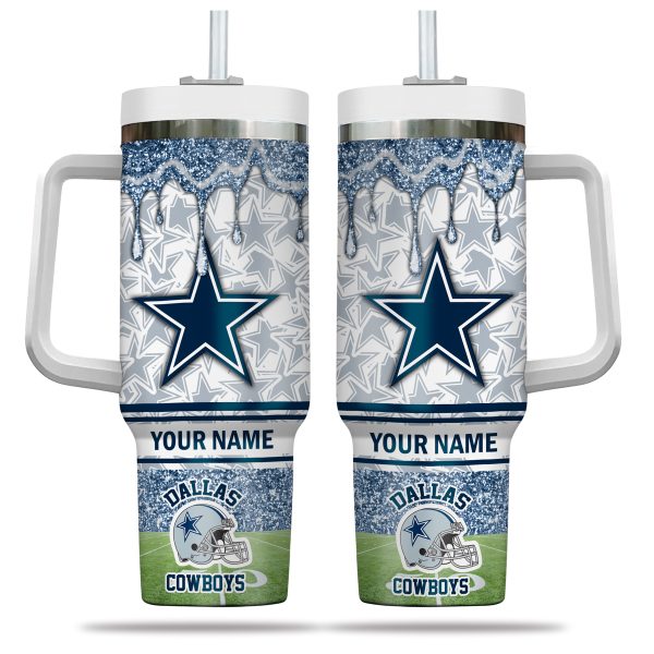 Dallas Cowboys NFL Glitter Custom Stanley Quencher 30oz-40oz Stainless Steel Tumbler Hot And Cold Tumbler - Image 2