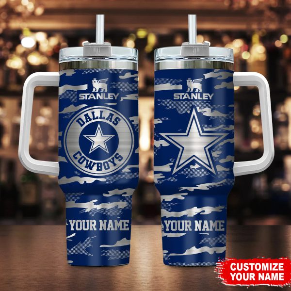 Dallas Cowboys NFL Camo Pattern Custom Stanley Quencher 30oz-40oz Stainless Steel Tumbler Hot And Cold Tumbler