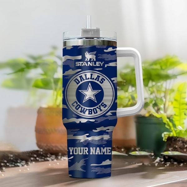 Dallas Cowboys NFL Camo Pattern Custom Stanley Quencher 30oz-40oz Stainless Steel Tumbler Hot And Cold Tumbler - Image 2