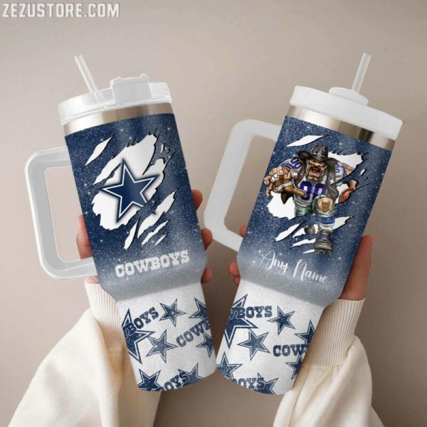 Dallas Cowboys NFL Glitter Custom Stanley Quencher 30oz-40oz Stainless Steel Tumbler Hot And Cold Tumbler
