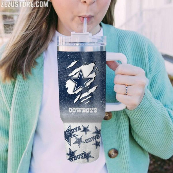 Dallas Cowboys NFL Glitter Custom Stanley Quencher 30oz-40oz Stainless Steel Tumbler Hot And Cold Tumbler - Image 2