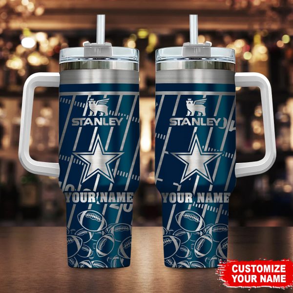 Dallas Cowboys NFL Silver Custom Stanley Quencher 30oz-40oz Stainless Steel Tumbler Hot And Cold Tumbler