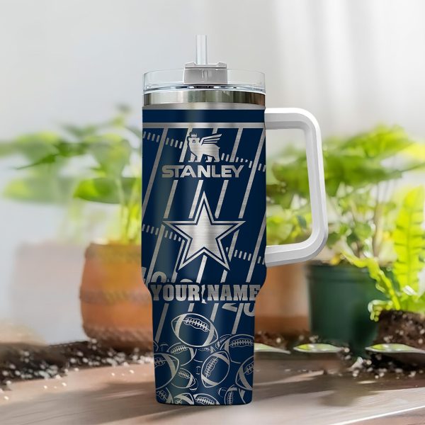 Dallas Cowboys NFL Silver Custom Stanley Quencher 30oz-40oz Stainless Steel Tumbler Hot And Cold Tumbler - Image 2