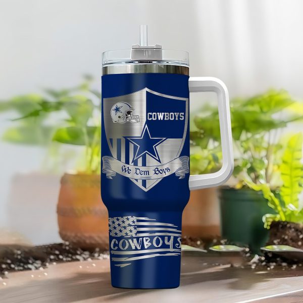 Dallas Cowboys NFL Silver Logo Custom Stanley Quencher 30oz-40oz Stainless Steel Tumbler Hot And Cold Tumbler - Image 2