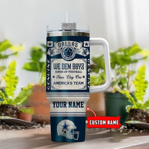 Dallas Cowboys NFL Vintage Kings Of Football Custom Stanley Quencher 30oz-40oz Stainless Steel Tumbler Hot And Cold Tumbler - Image 2