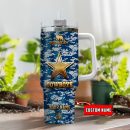 Dallas Cowboys NFL Camouflage Golden Logo Custom Stanley Quencher 30oz-40oz Stainless Steel Tumbler Hot And Cold Tumbler