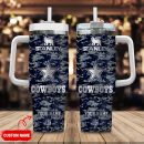 Dallas Cowboys NFL Camouflage Silver Logo Custom Stanley Quencher 30oz-40oz Stainless Steel Tumbler Hot And Cold Tumbler