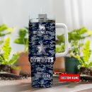 Dallas Cowboys NFL Camouflage Silver Logo Custom Stanley Quencher 30oz-40oz Stainless Steel Tumbler Hot And Cold Tumbler