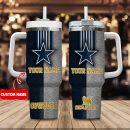 Dallas Cowboys NFL Leather Effect Custom Stanley Quencher 30oz-40oz Stainless Steel Tumbler Hot And Cold Tumbler
