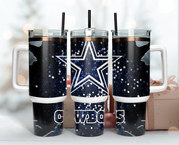 Dallas Cowboys NFL Stained Glass Effect Custom Stanley Quencher 30oz-40oz Stainless Steel Tumbler Hot And Cold Tumbler