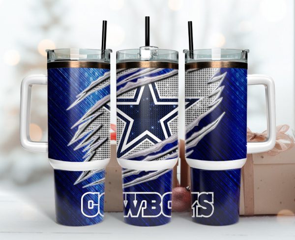 Dallas Cowboys NFL Bling Effect Custom Stanley Quencher 30oz-40oz Stainless Steel Tumbler Hot And Cold Tumbler