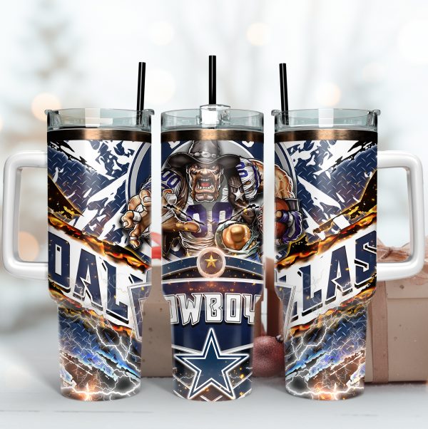 Dallas Cowboys NFL Mascot Custom Stanley Quencher 30oz-40oz Stainless Steel Tumbler Hot And Cold Tumbler