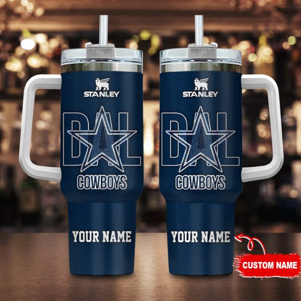 Dallas Cowboys NFL 3D Logo Custom Stanley Quencher 30oz-40oz Stainless Steel Tumbler Hot And Cold Tumbler