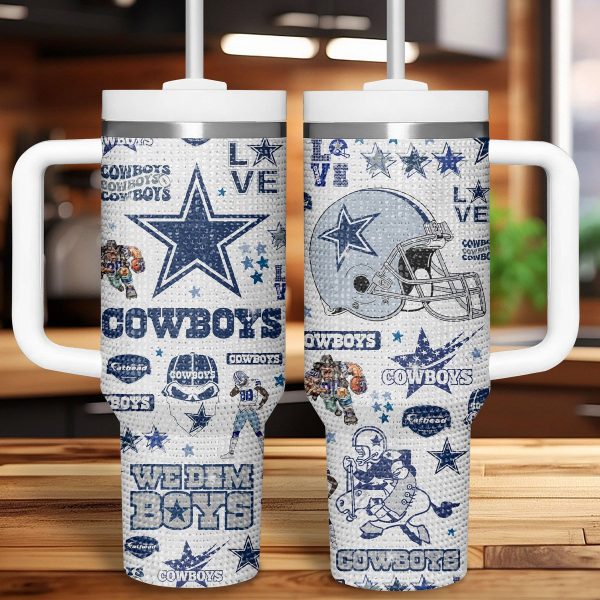 Dallas Cowboys Bling NFL Custom Stanley Quencher 30oz-40oz Stainless Steel Tumbler