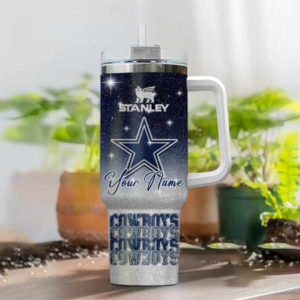 Dallas Cowboys NFL Glitter Custom Stanley Quencher 30oz-40oz Stainless Steel Tumbler Hot And Cold Tumbler - Image 2