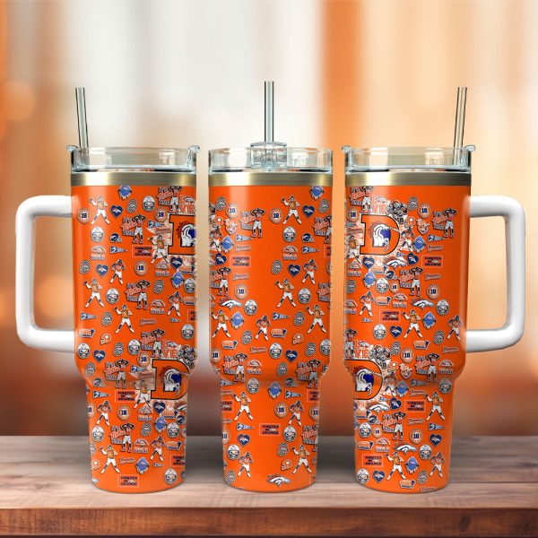 Denver Broncos NFL Custom Stanley Quencher 30oz-40oz Stainless Steel Tumbler Hot And Cold Tumbler