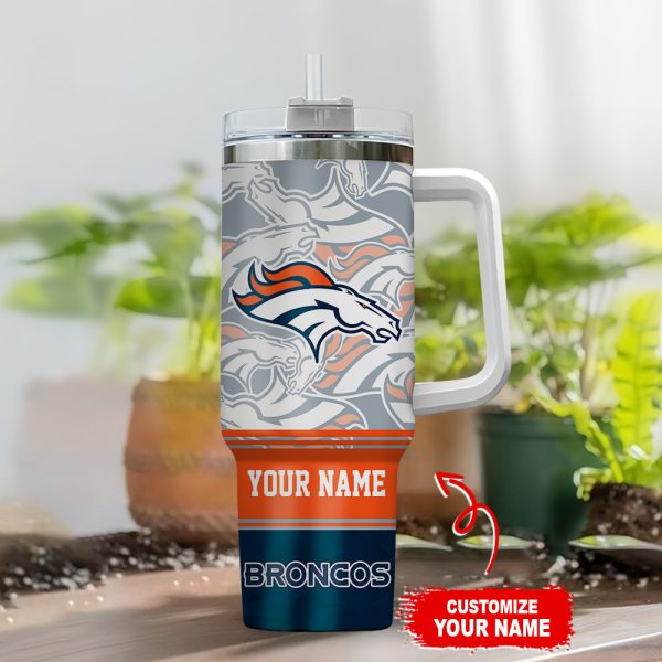 Denver Broncos NFL Custom Stanley Quencher 30oz-40oz Stainless Steel Tumbler Hot And Cold Tumbler - Image 2