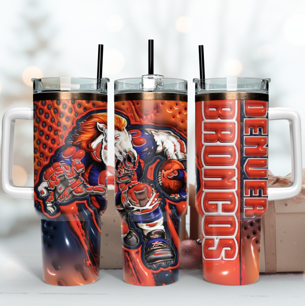 Denver Broncos NFL Mascot Custom Stanley Quencher 30oz-40oz Stainless Steel Tumbler Hot And Cold Tumbler