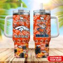 Denver Broncos NFL Tropical Floral Custom Stanley Quencher 30oz-40oz Stainless Steel
