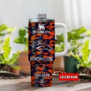 Denver Broncos NFL Camouflage Silver Logo Custom Stanley Quencher 30oz-40oz Stainless Steel Tumbler Hot And Cold Tumbler