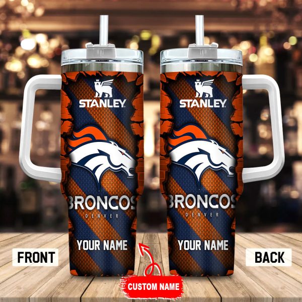 Denver Broncos NFL Custom Stanley Quencher 30oz-40oz Stainless Steel Tumbler Hot And Cold Tumbler