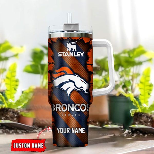 Denver Broncos NFL Custom Stanley Quencher 30oz-40oz Stainless Steel Tumbler Hot And Cold Tumbler - Image 2