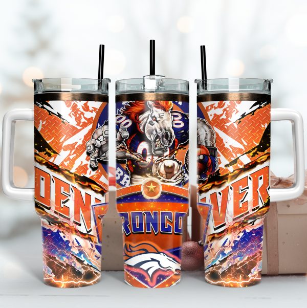 Denver Broncos NFL Mascot Custom Stanley Quencher 30oz-40oz Stainless Steel Tumbler Hot And Cold Tumbler