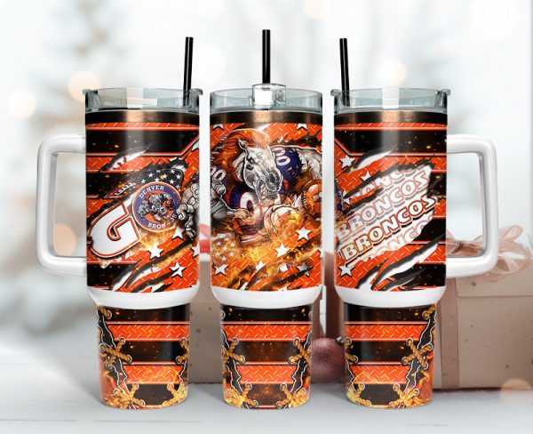 Denver Broncos NFL Mascot Custom Stanley Quencher 30oz-40oz Stainless Steel Tumbler Hot And Cold Tumbler