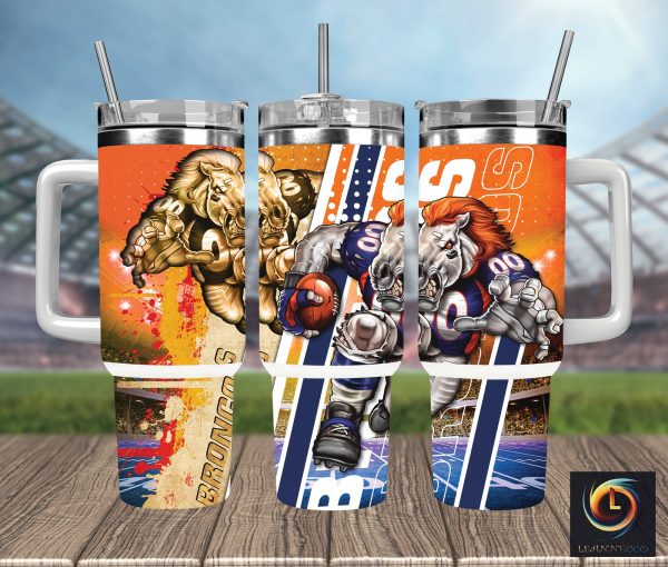Denver Broncos NFL Mascot Custom Stanley Quencher 30oz-40oz Stainless Steel Tumbler Hot And Cold Tumbler