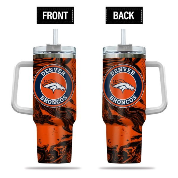 Denver Broncos NFL Custom Stanley Quencher 30oz-40oz Stainless Steel Tumbler Hot And Cold Tumbler