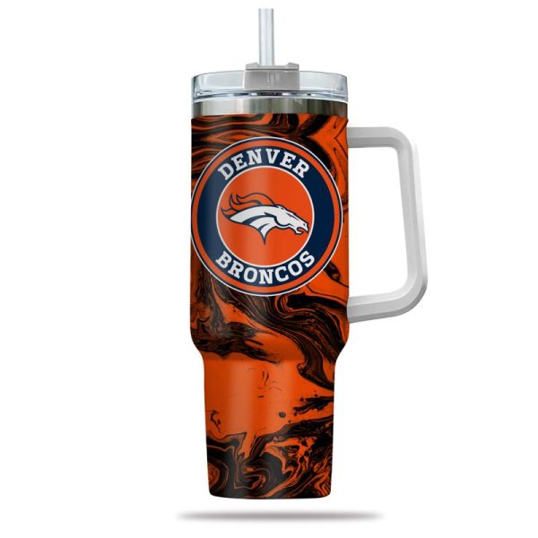 Denver Broncos NFL Custom Stanley Quencher 30oz-40oz Stainless Steel Tumbler Hot And Cold Tumbler - Image 2