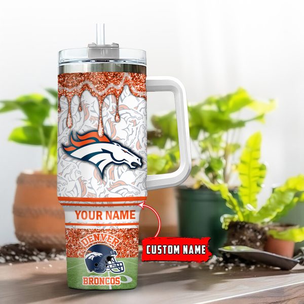 Denver Broncos NFL Glitter Custom Stanley Quencher 30oz-40oz Stainless Steel Tumbler Hot And Cold Tumbler