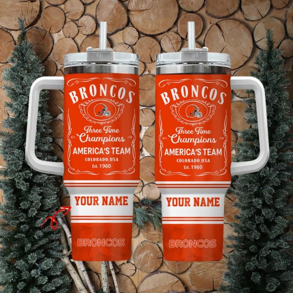 Denver Broncos NFL Custom Stanley Quencher 30oz-40oz Stainless Steel Tumbler Hot And Cold Tumbler