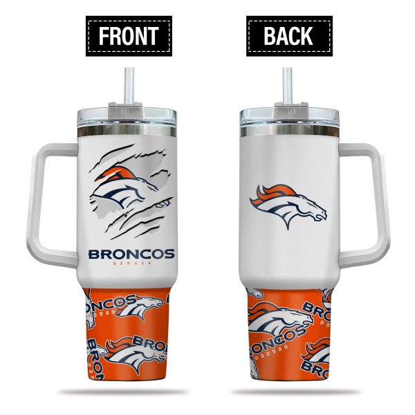 Denver Broncos NFL Custom Stanley Quencher 30oz-40oz Stainless Steel Tumbler Hot And Cold Tumbler