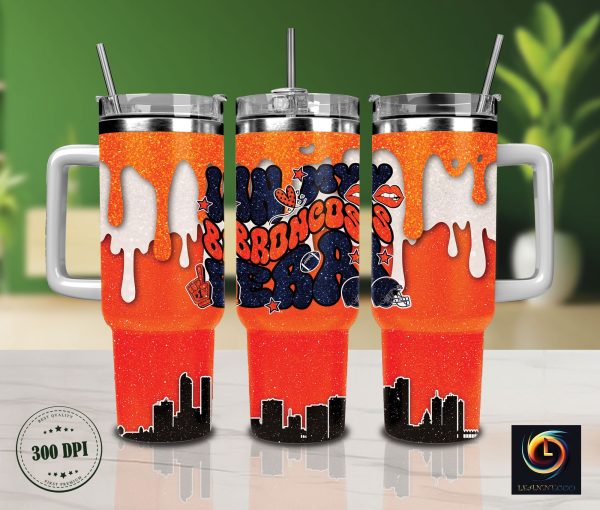 Denver Broncos NFL Glitter Custom Stanley Quencher 30oz-40oz Stainless Steel Tumbler Hot And Cold Tumbler