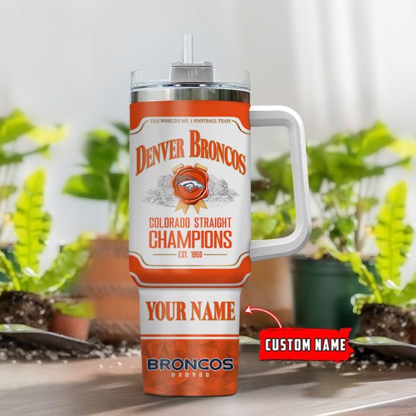 Denver Broncos NFL Jim Beam Custom Stanley Quencher 30oz-40oz Stainless Steel Tumbler Hot And Cold Tumbler - Image 2