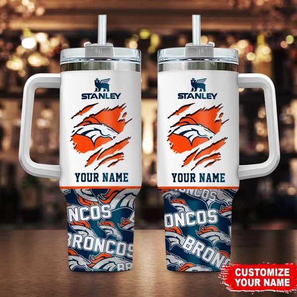 Denver Broncos NFL Custom Stanley Quencher 30oz-40oz Stainless Steel Tumbler Hot And Cold Tumbler
