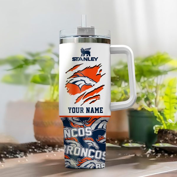 Denver Broncos NFL Custom Stanley Quencher 30oz-40oz Stainless Steel Tumbler Hot And Cold Tumbler - Image 2