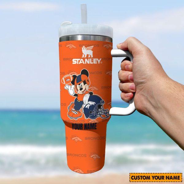 Denver Broncos NFL Mickey Mouse Custom Stanley Quencher 30oz-40oz Stainless Steel Tumbler Hot And Cold Tumbler - Image 2
