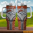 Denver Broncos NFL Glitter Leopard Print Custom Stanley Quencher 30oz-40oz Stainless Steel Tumbler Hot And Cold Tumbler