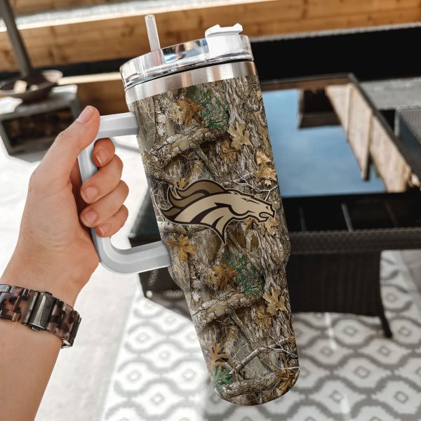 Denver Broncos NFL Hunting Realtree Custom Stanley Quencher 30oz-40oz Stainless Steel Tumbler Hot And Cold Tumbler - Image 2