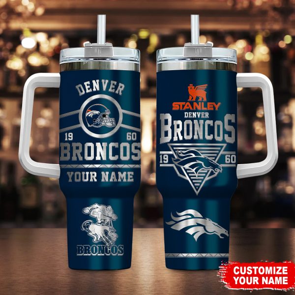 Denver Broncos NFL Custom Stanley Quencher 30oz-40oz Stainless Steel Tumbler Hot And Cold Tumbler